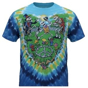 Liquid Blue Grateful Dead Shroomin T Shirt Tie Dye XL Skeletons Dancing NWOT